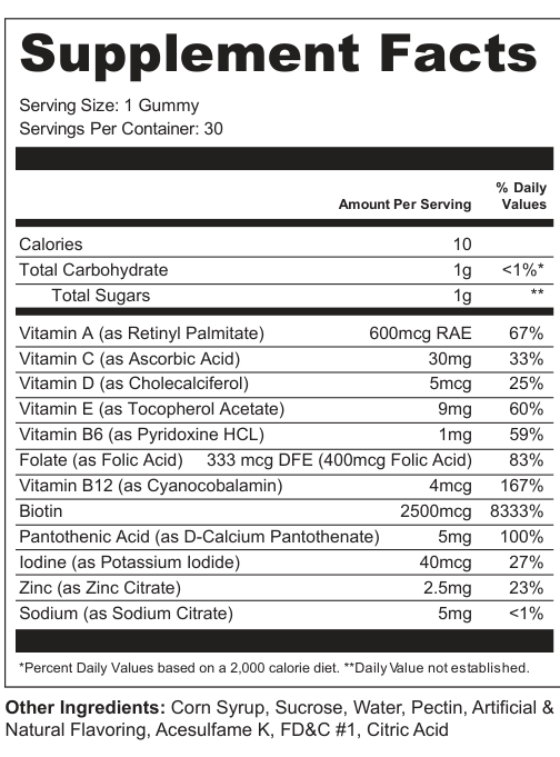 Supplement Facts for Ivory Glint