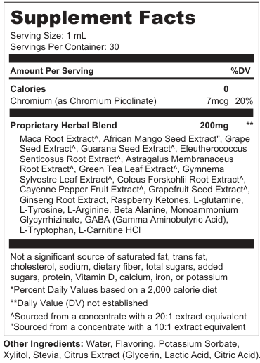 Supplement Facts for Ivory Drift